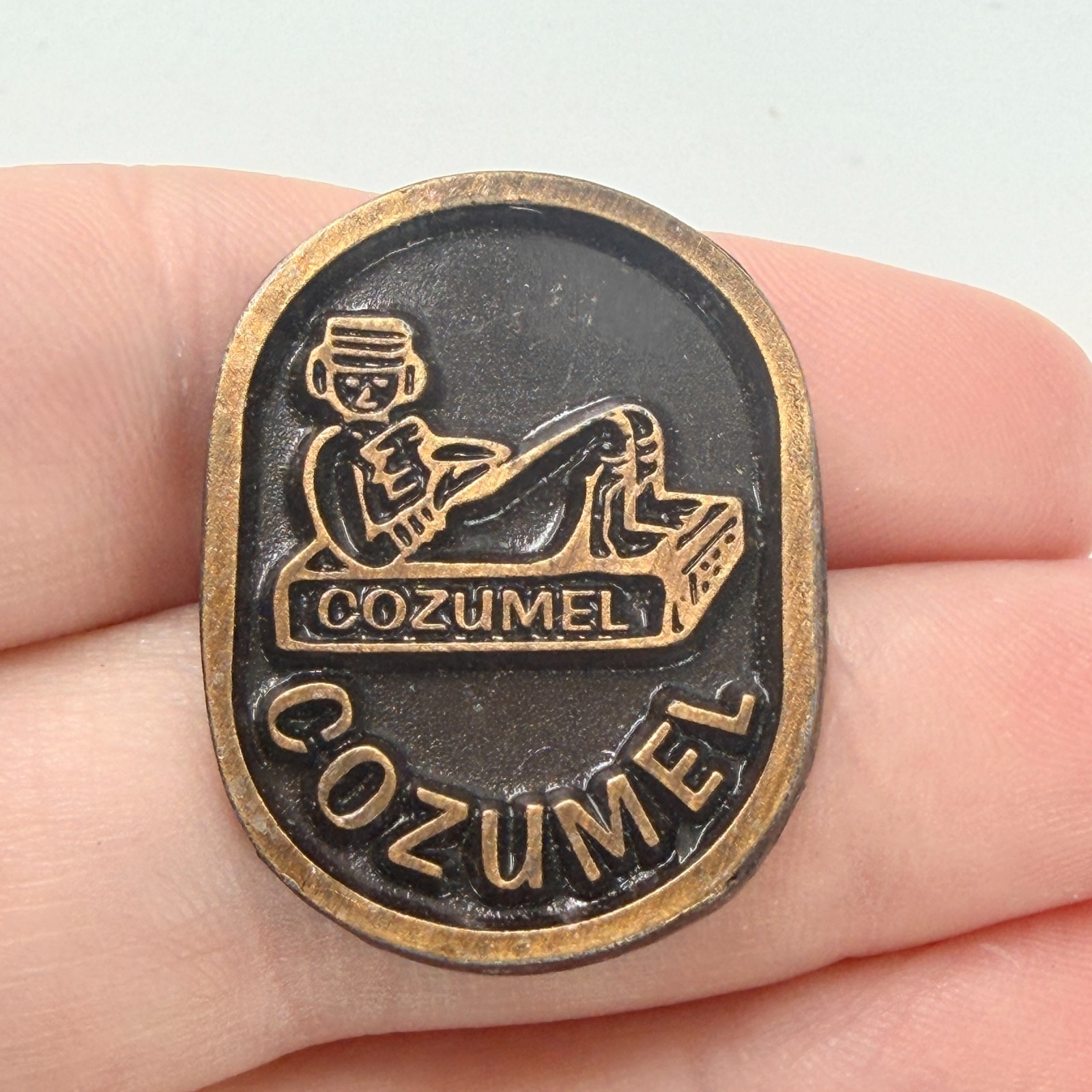 Cozumel Mexico Chac Mool Lapel Pin Mexican Island Travel Chacmool Vintage Cozumel Mexico Chac Mool Lapel Pin Mexican Island Travel Chacmool Vintage