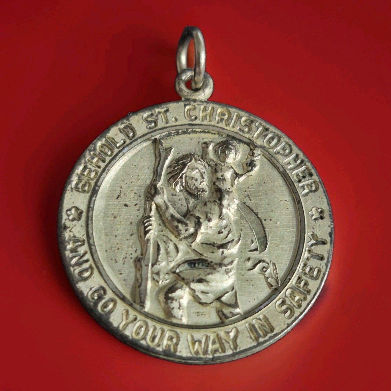 Vintage Sterling Silver St Christopher Pendant Medal 5.2g Travel Charm