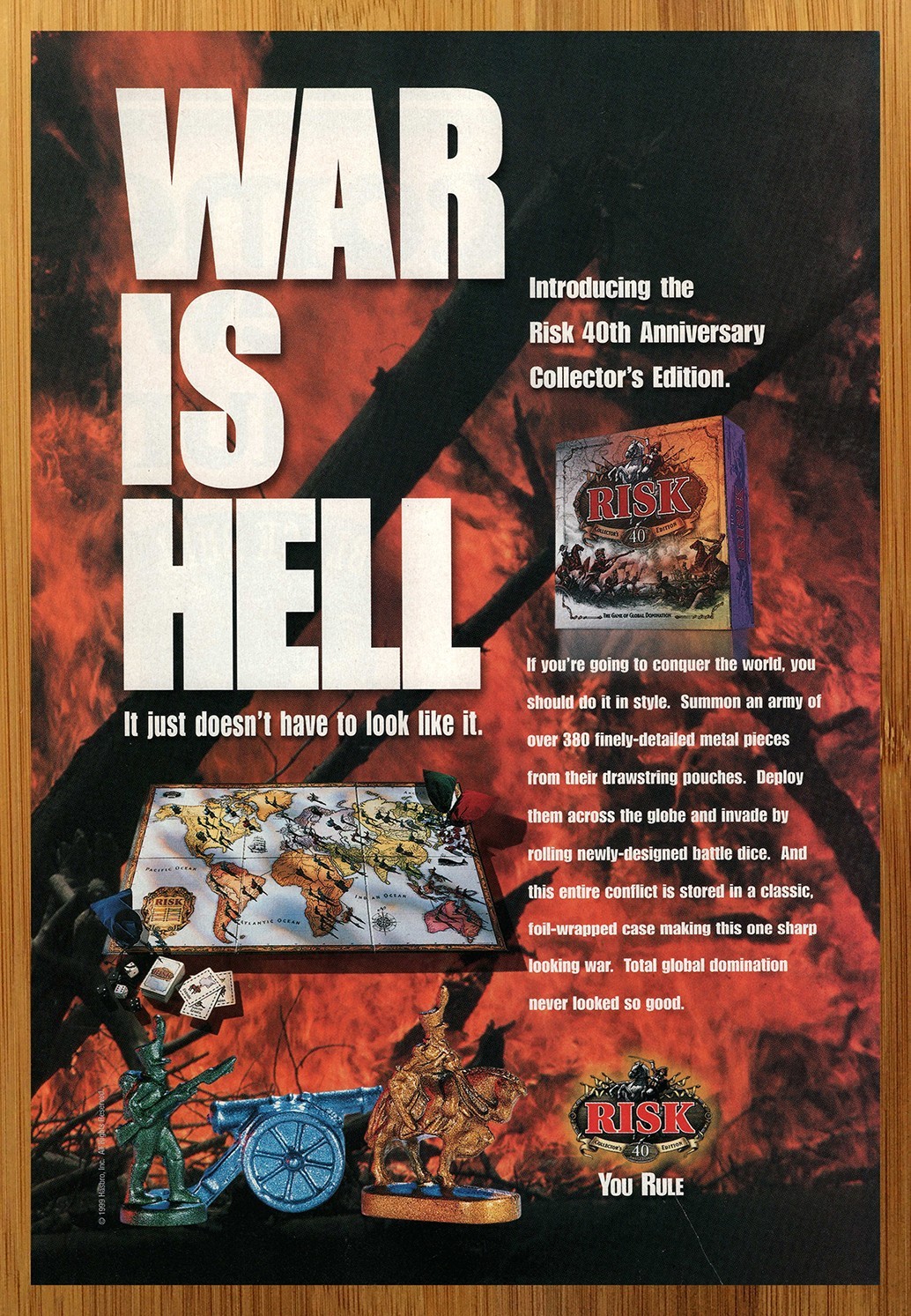 1999 Risk 40th Anniversary Boardgame Vintage Print Ad/Poster Authentic Game Art