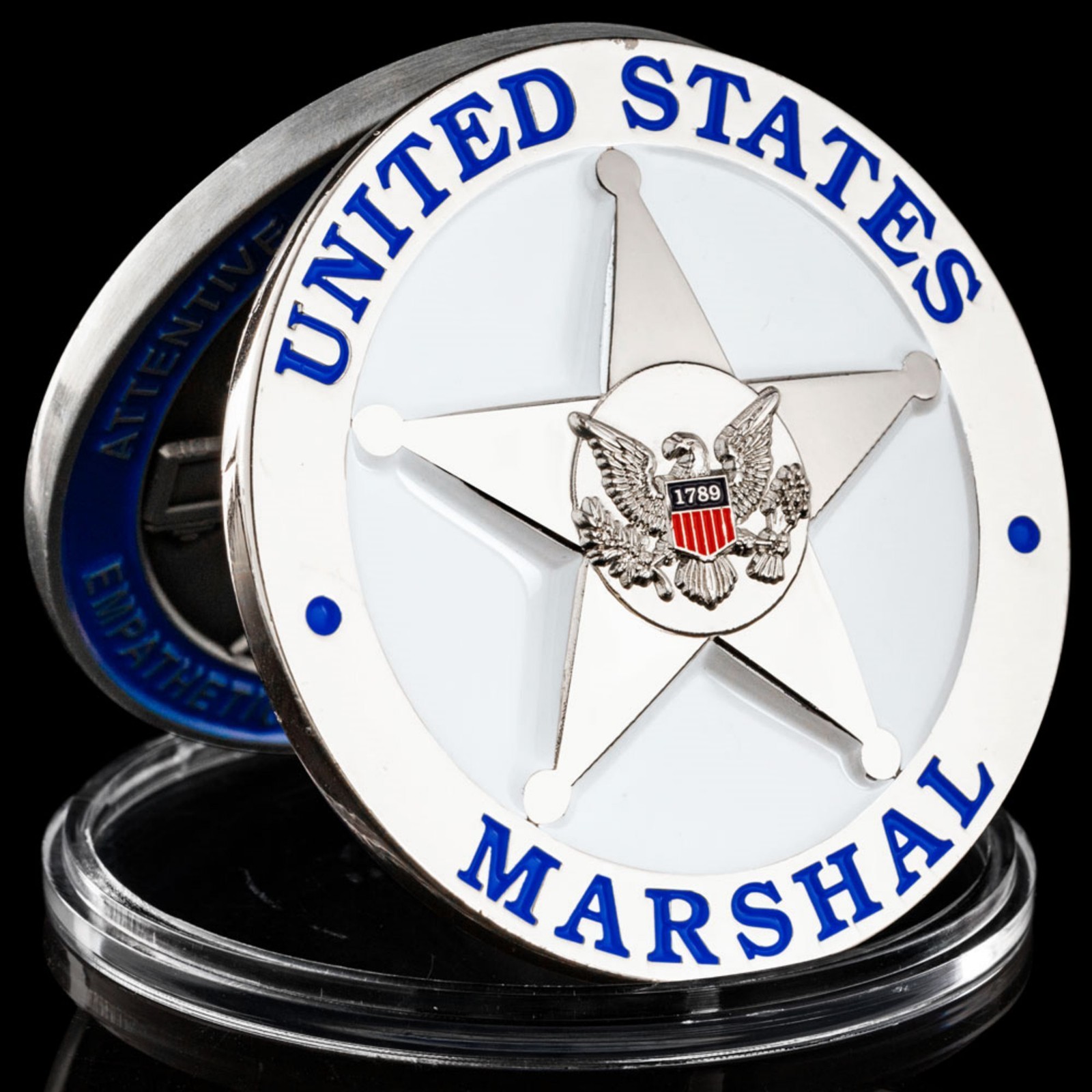 United States Marshal Silver 3D Challenge Coin United States Marshal Silver 3D Challenge Coin