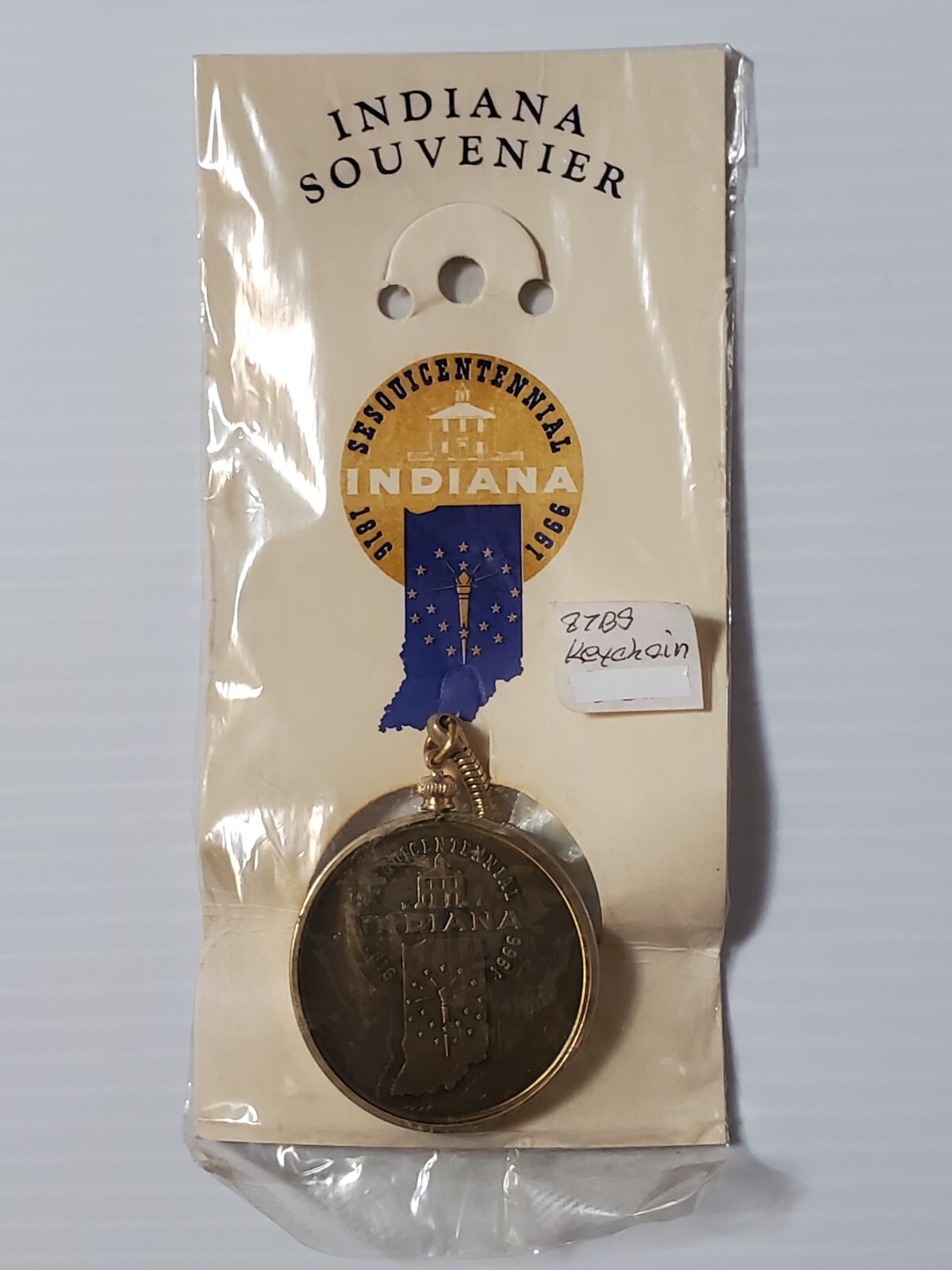 1816-1966 Indiana Souvenier Sesquicentennial Medal Souvenir Token Keychain 