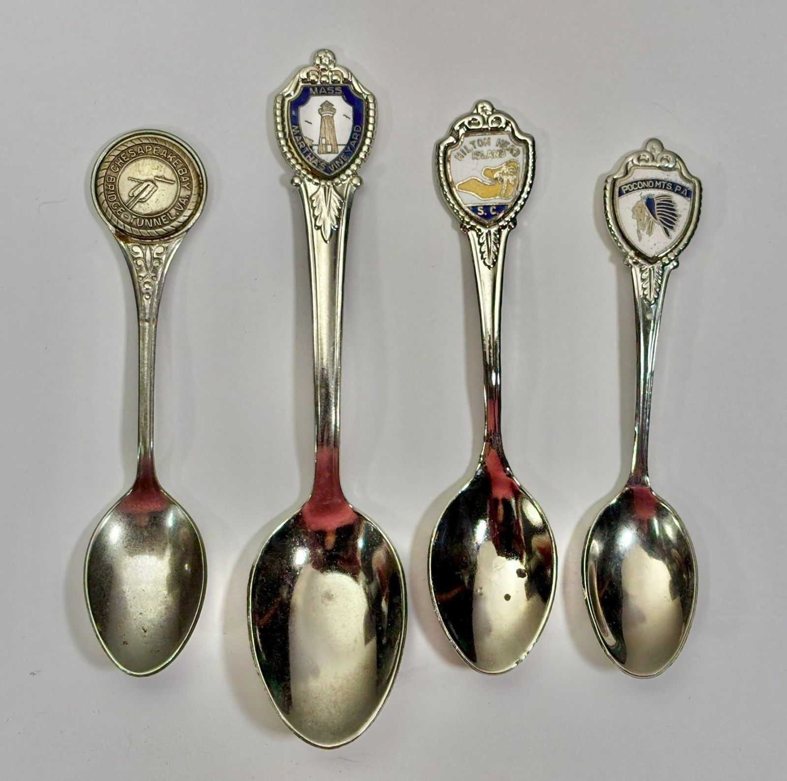 Vintage Souvenir Spoons Lot 4 East Coast Vacation Martha's Vineyard Hilton Head