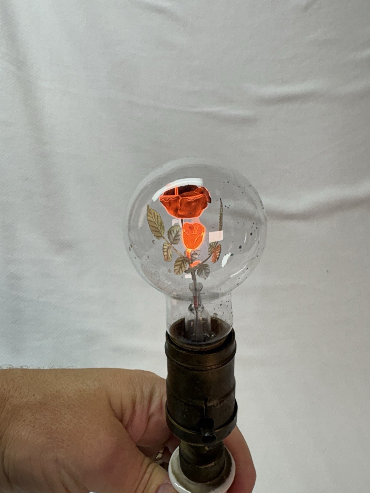 Vintage Light Up Flower / Rose Bulb Aerolux - Some Spots On Bulb, May Come Off Vintage Light Up Flower / Rose Bulb Aerolux - Some Spots On Bulb, May Come Off