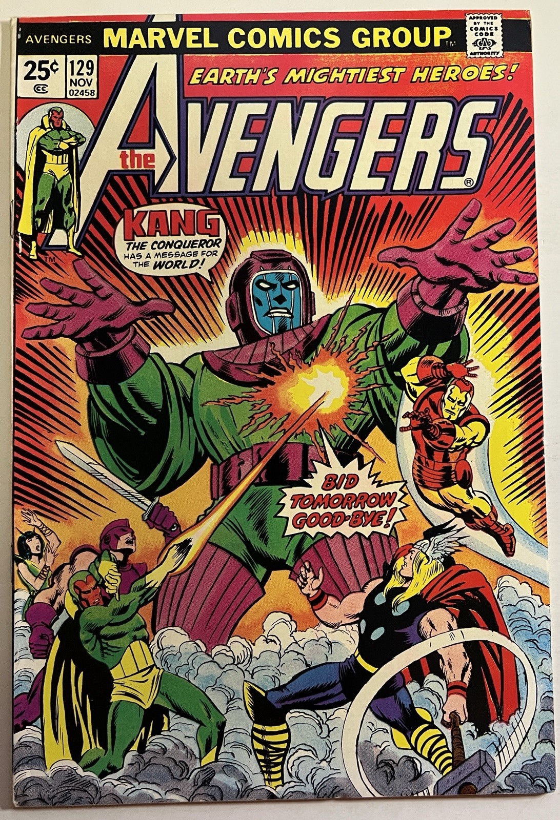 Avengers #129 VF- 7.5 Kang the Conqueror Appearance 1974 Avengers #129 VF- 7.5 Kang the Conqueror Appearance 1974