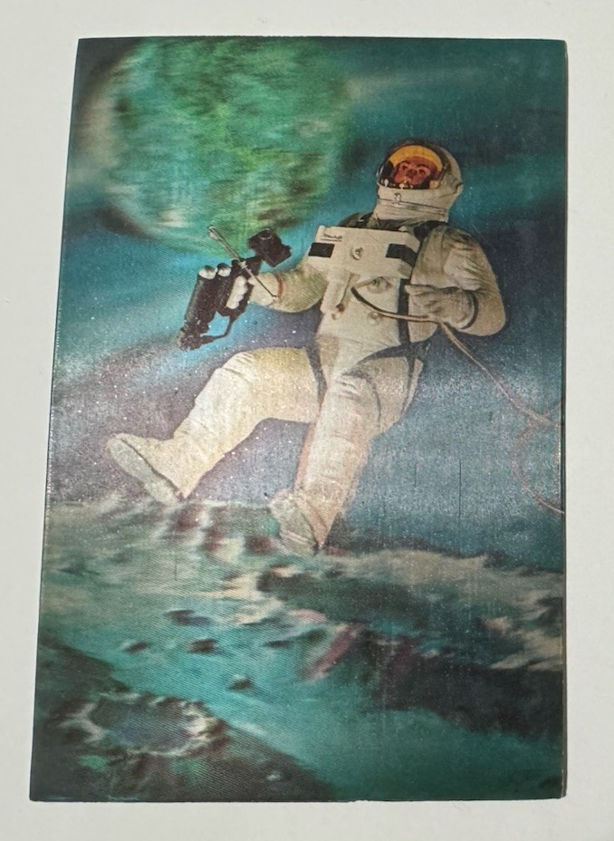 Vintage 3D Space Walk Astronaut Postcard Plastichrome NASA Space Exploration