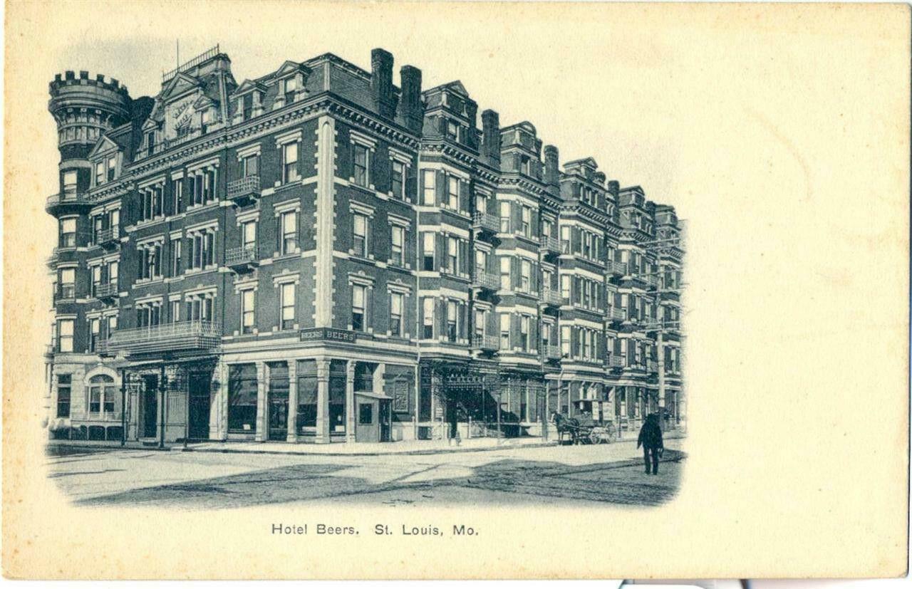 A Rare Hotel Beers St. Louis MO Unused Postcard ca. 1890's A Rare Hotel Beers St. Louis MO Unused Postcard ca. 1890's