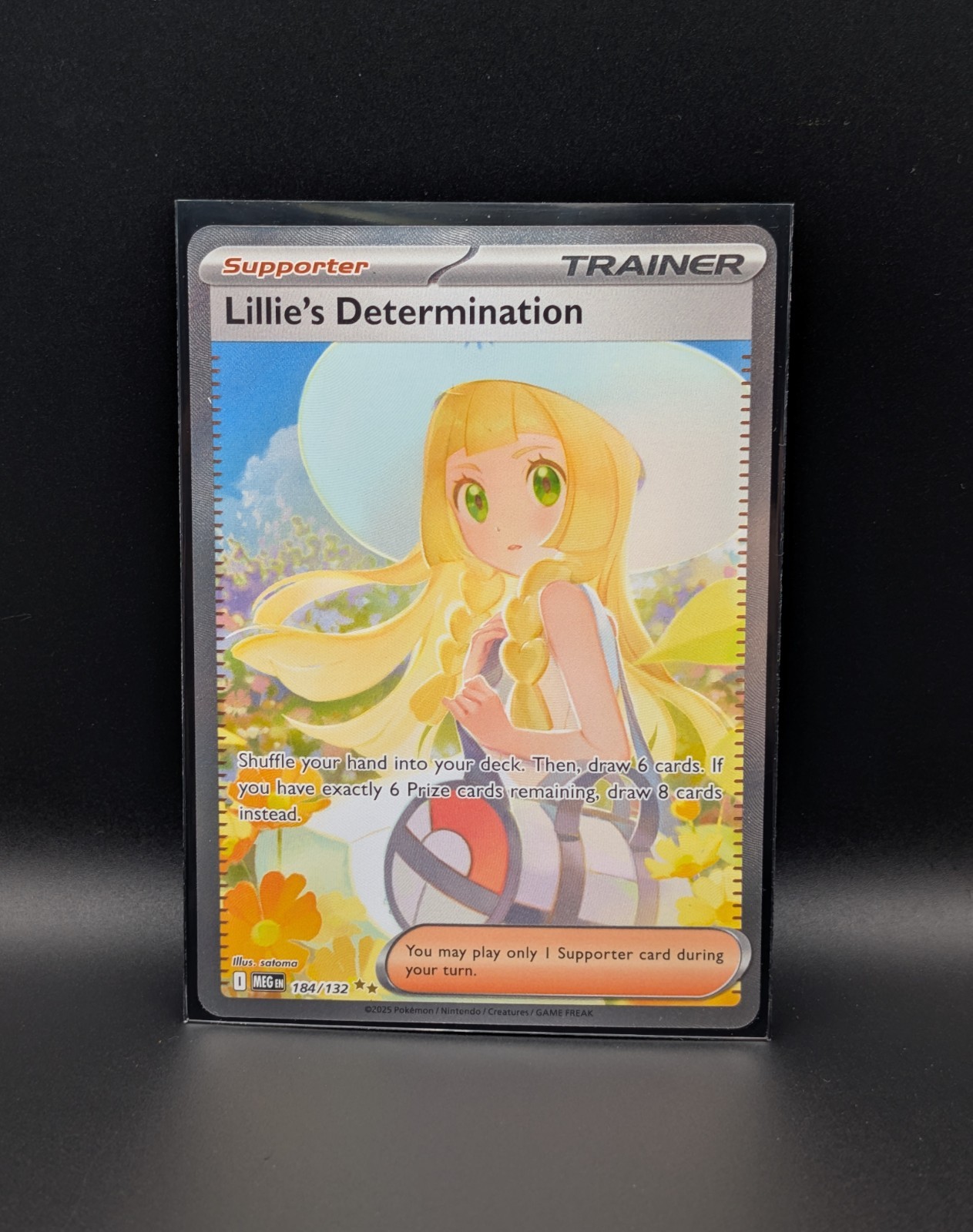 Pokémon Lillie's Determination Full Art Trainer Holo Card 184/132 Me01 EN