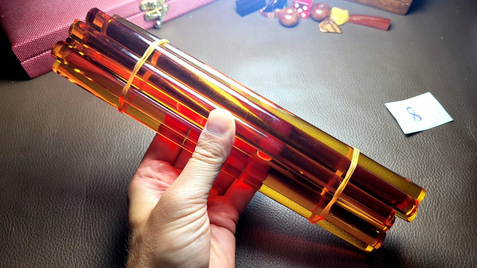 Amber Bakelite Rods faturan RAW for making prayer beads, Phenolic Resin - 8