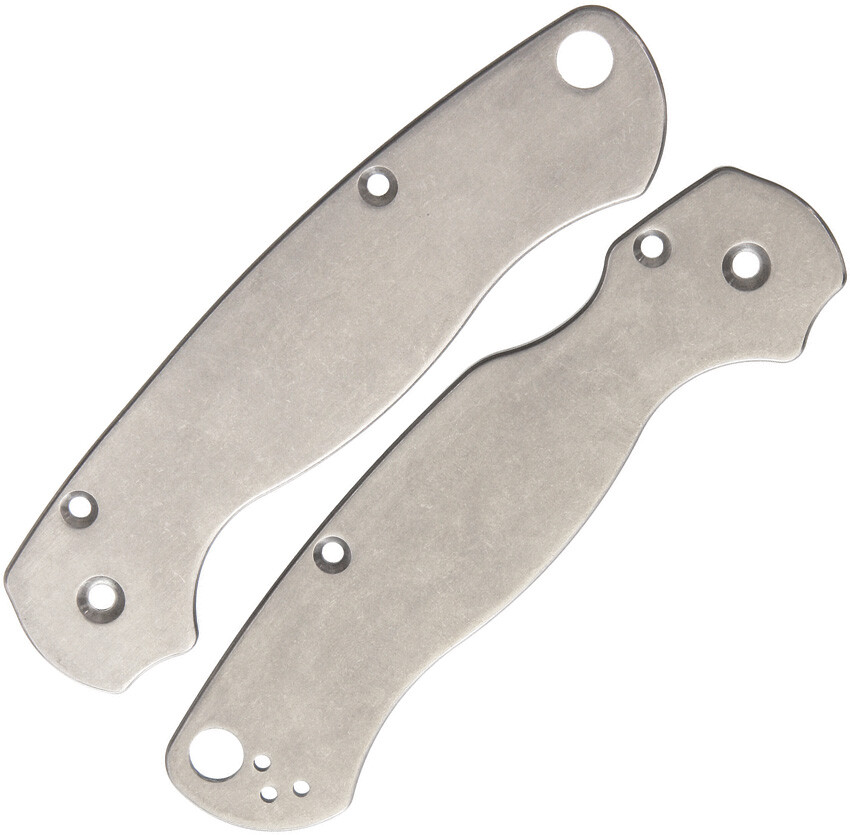 Flytanium Spyderco Paramilitary 2 Silver Titanium Knife Handle Scales 030