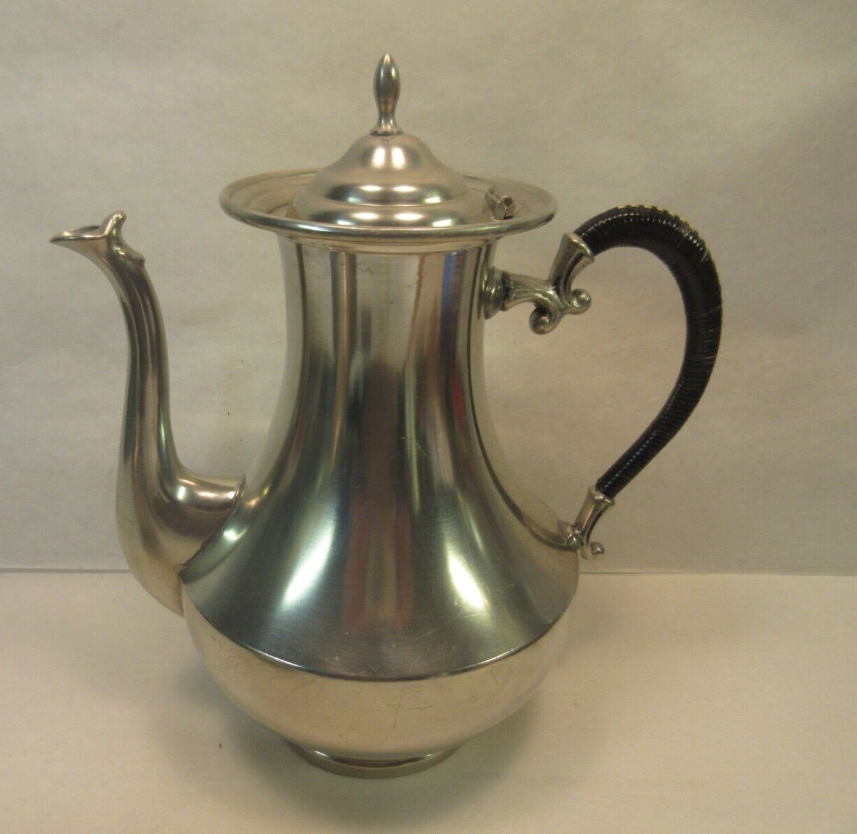 Vintage Reines Zinn Edeltin Teapot Tea Pot With Leather Handle