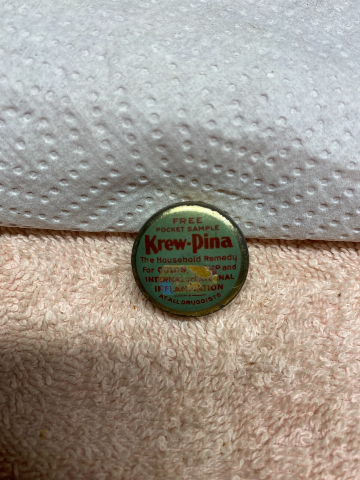 vintage Krew-Pina sample tin 1920\'s-1930\'s quack medicine vintage Krew-Pina sample tin 1920\'s-1930\'s quack medicine