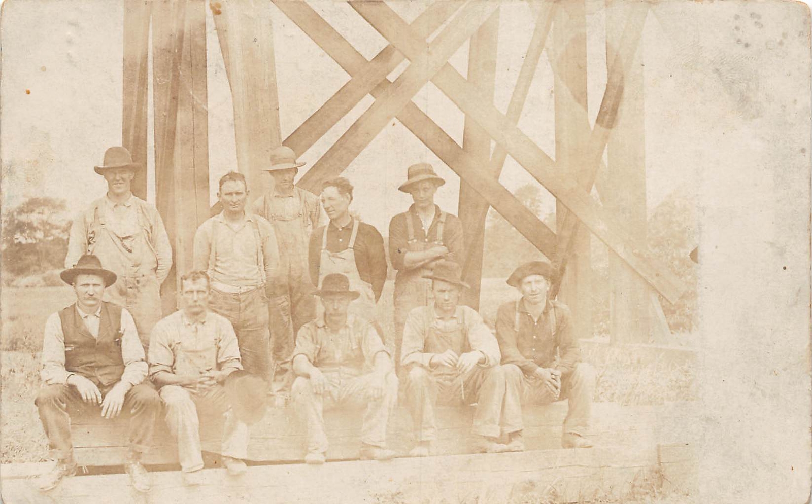 J86/ Berea? Ohio RPPC Postcard c1910 Work Crew Tower Occupational 103 J86/ Berea? Ohio RPPC Postcard c1910 Work Crew Tower Occupational 103