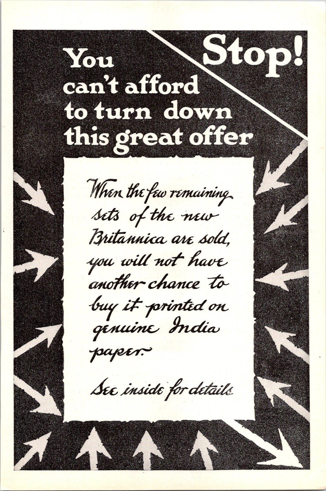 Antique 1917 Ad Front Back New Britannica Indian Paper Encyclopedia 4 Pages