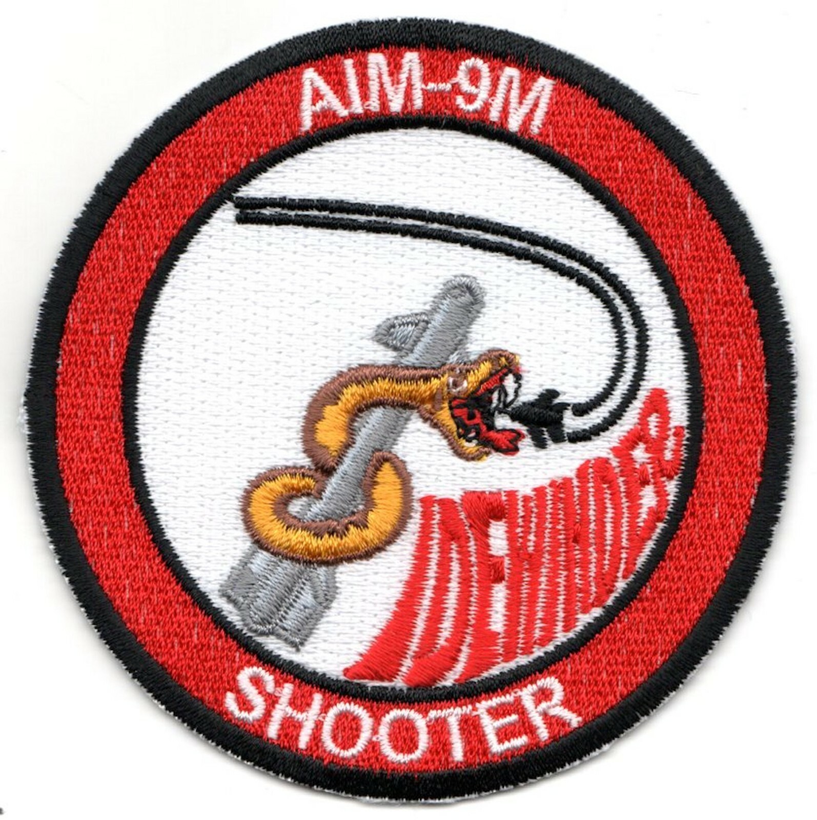 AIM-9M Shooter Round Red Korean Sidewinder Snake Military Embroidered Patch