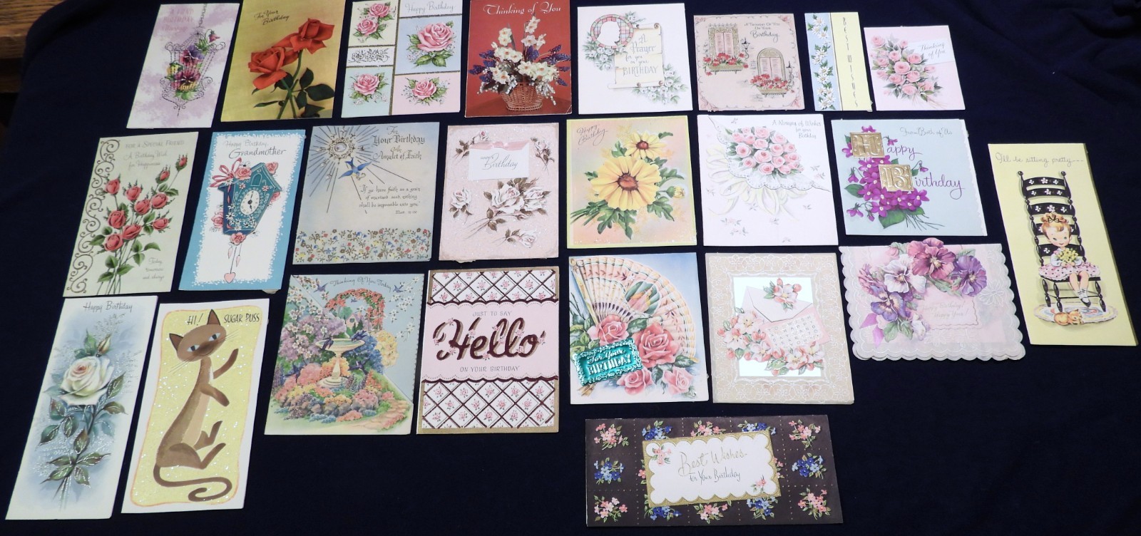 #2 LOT 24 Vtg 1950s 80th Happy Birthday Greeting Cards USED Grandmother Humor