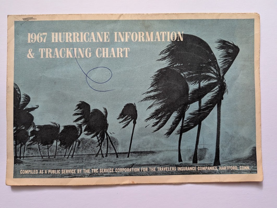 TRAVELERS INSURANCE / TRC SERVICE - 1967 Hurricane Information & Tracking Chart