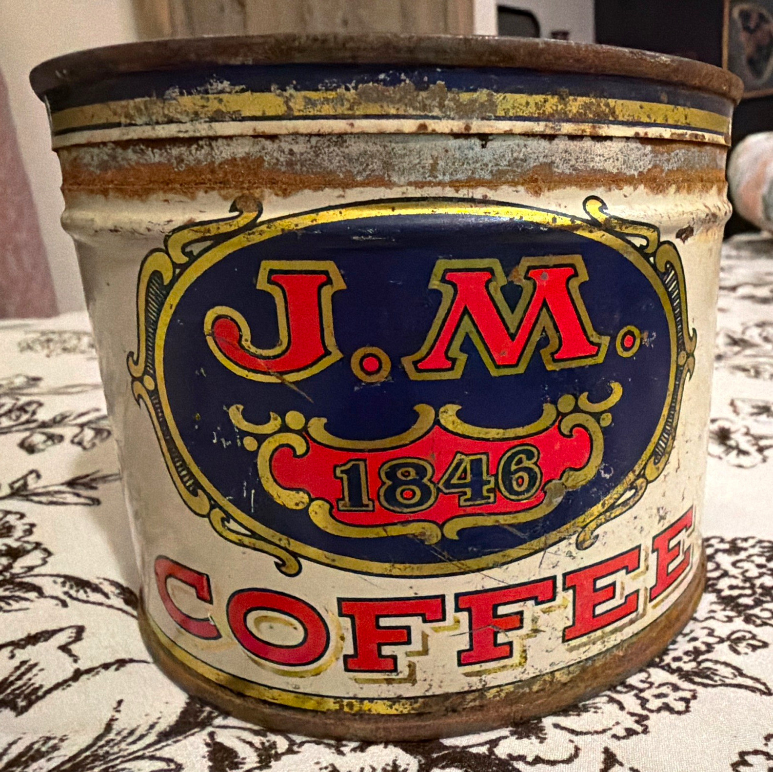 Very Rare-J.M. Coffee 1846 Vintage Advertising Tin Can McCord-Brady Co Omaha NE