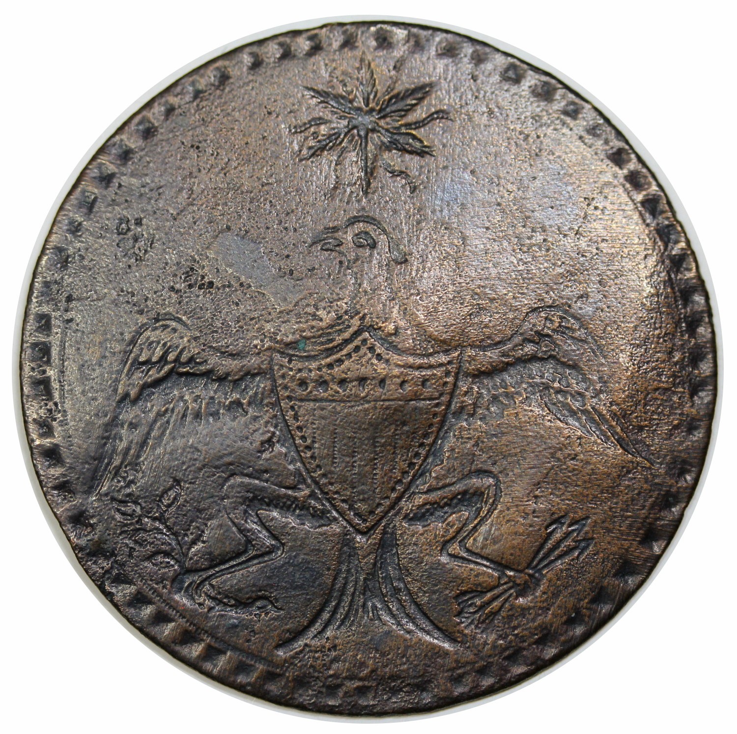 1789 Washington Inaugural Button, Eagle and Star, Cobb-17, DeWitt 1789-3c 1789 Washington Inaugural Button, Eagle and Star, Cobb-17, DeWitt 1789-3c