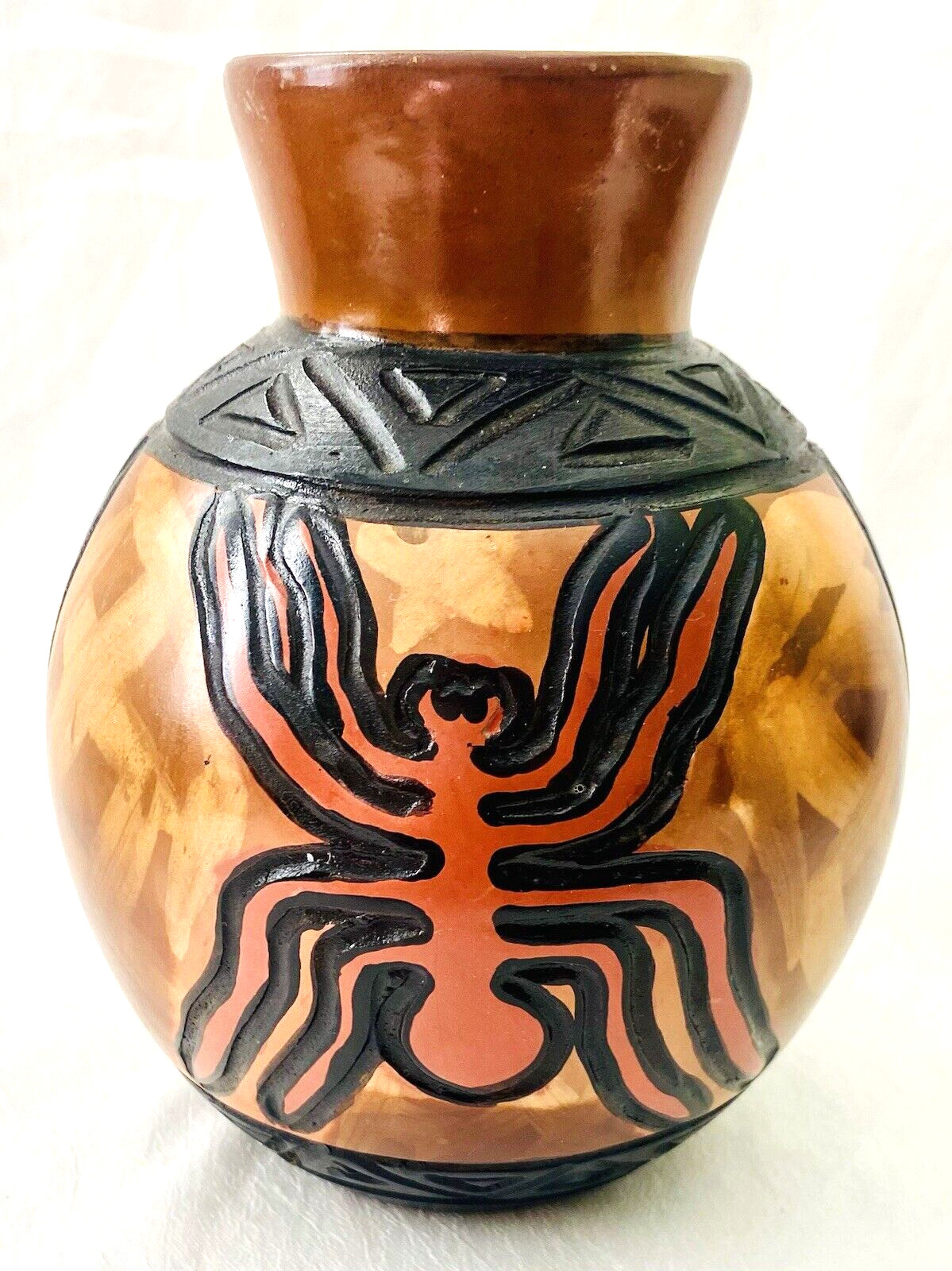 Vintage Artist Signed Chulucanas Peru Abstract Pottery Vase Artist Signed Vintage Artist Signed Chulucanas Peru Abstract Pottery Vase Artist Signed