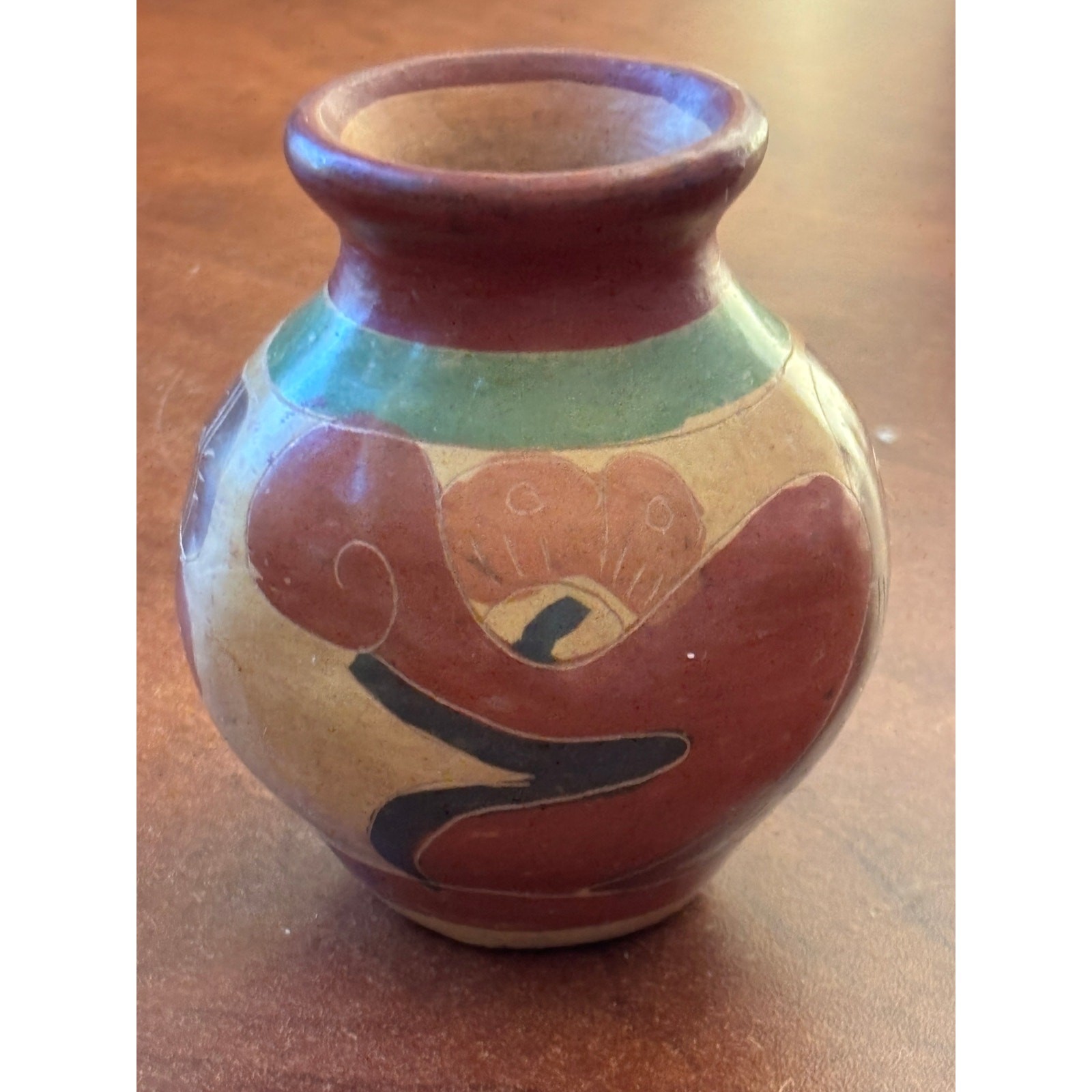 Vintage Terra Cotta Mexican Pottery Vase 