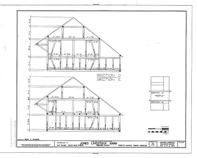 Photo:Bethania NC Jones Livestock Barn 1900s HABS architectural drawing