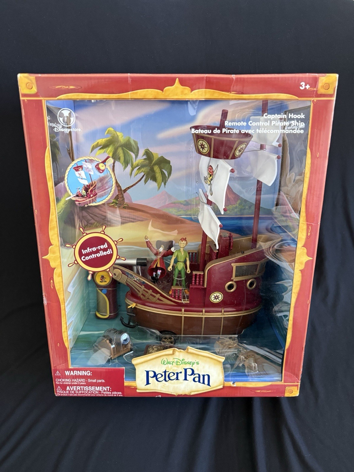 NEW RARE Disney Peter Pan Captain Hook Remote Control Pirate Ship Infra-red