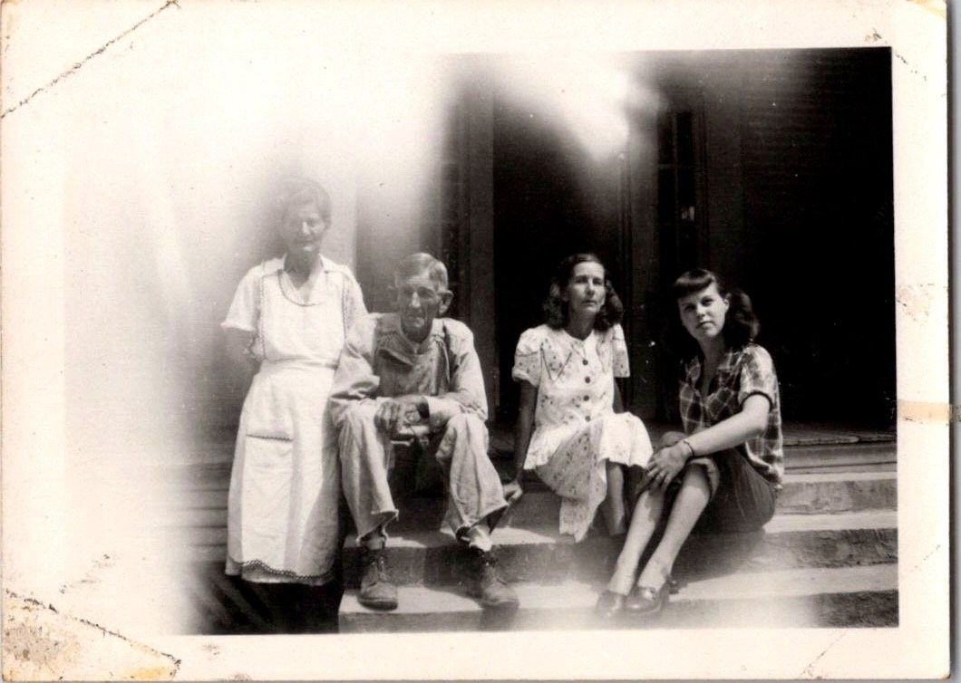 Vintage 1940s Snapshot Photo Four People Family Group Portrait Black & White Vintage 1940s Snapshot Photo Four People Family Group Portrait Black & White