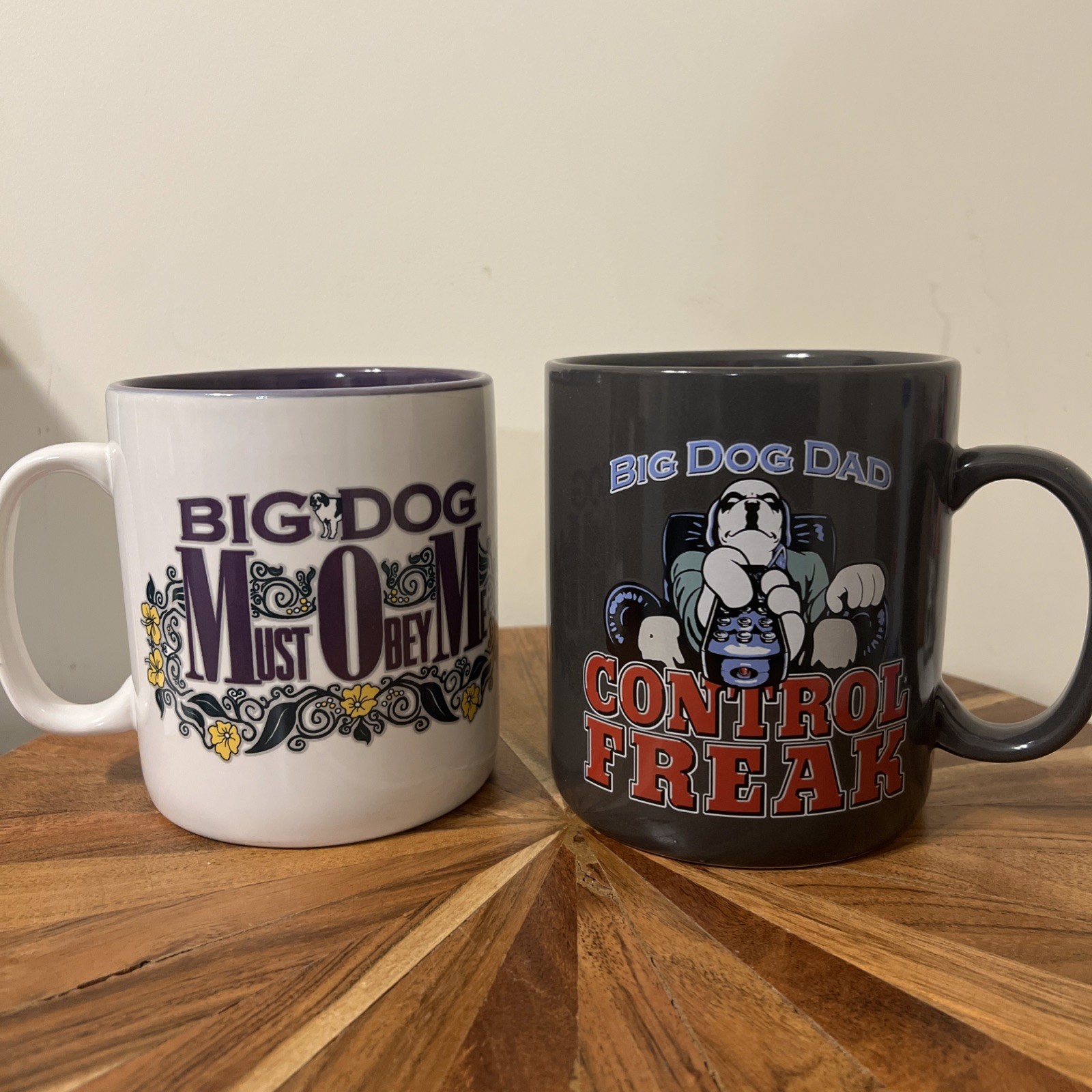 Vintage 2002/2004 Big Dog Mom Mug Must Obey Me / Big Dog Dad Control Freak   New