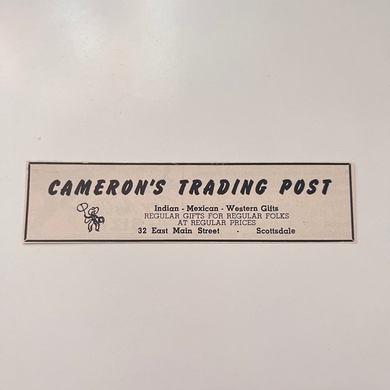 Cameron\'s Trading Post Indian Mexican Western Gifts 1955 AZ Ad SAK1-M20
