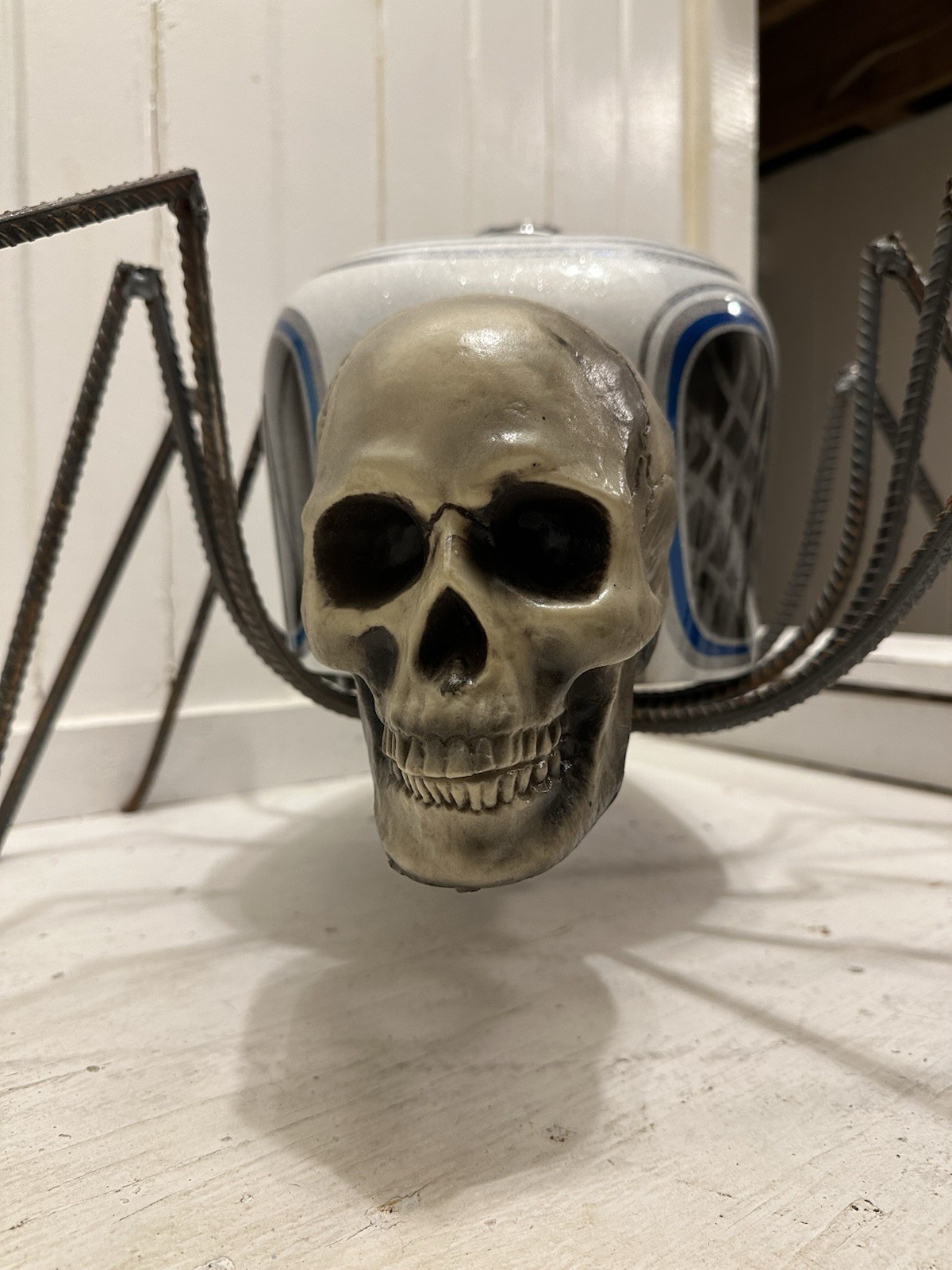 Spider Sculpture | Motorcycle Gas Tank, Rebar Legs, Skull Head | One-of-a-Kind Spider Sculpture | Motorcycle Gas Tank, Rebar Legs, Skull Head | One-of-a-Kind