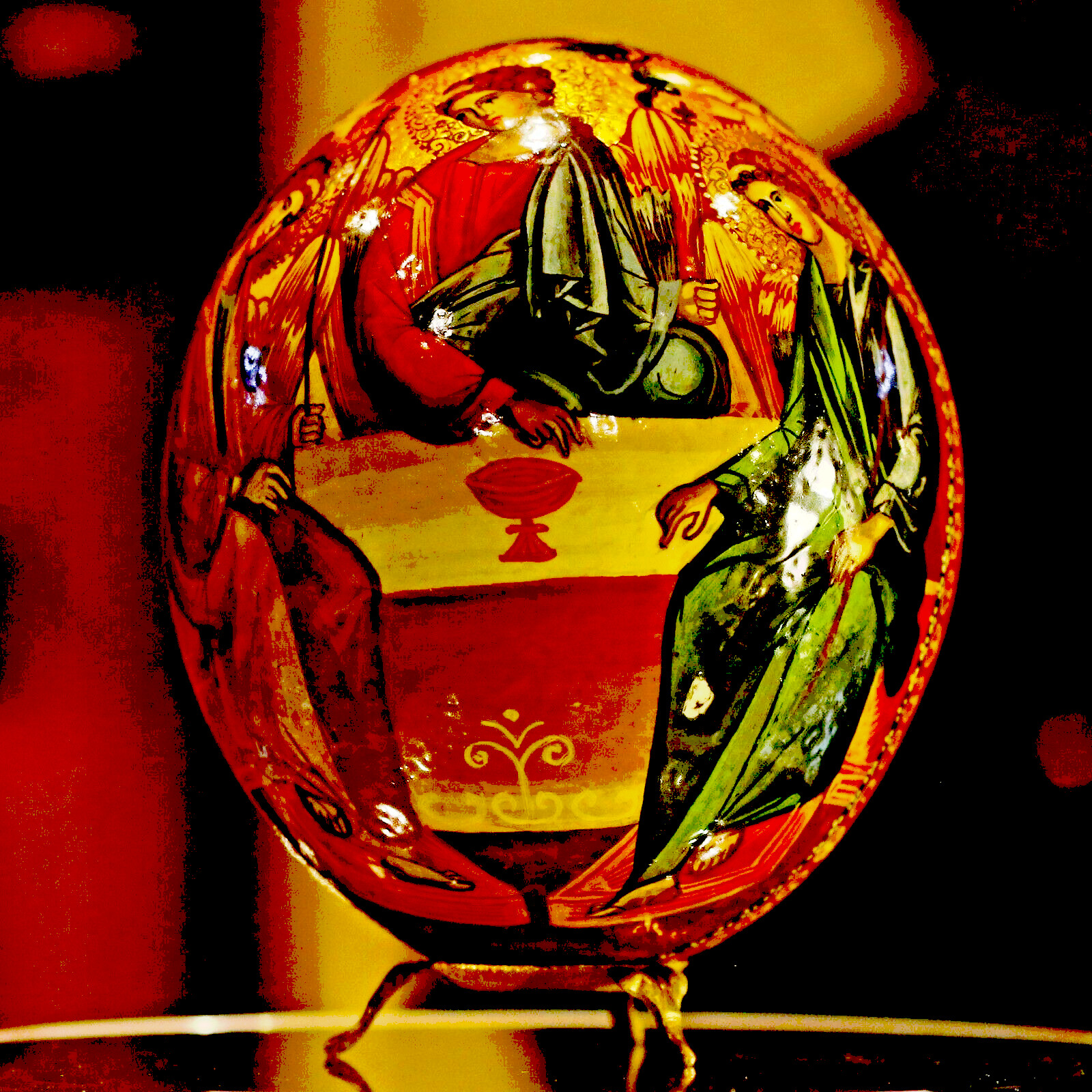 Orthodox Holy Trinity Icon Hand Painted on REAL OSTRICH EGG 6\