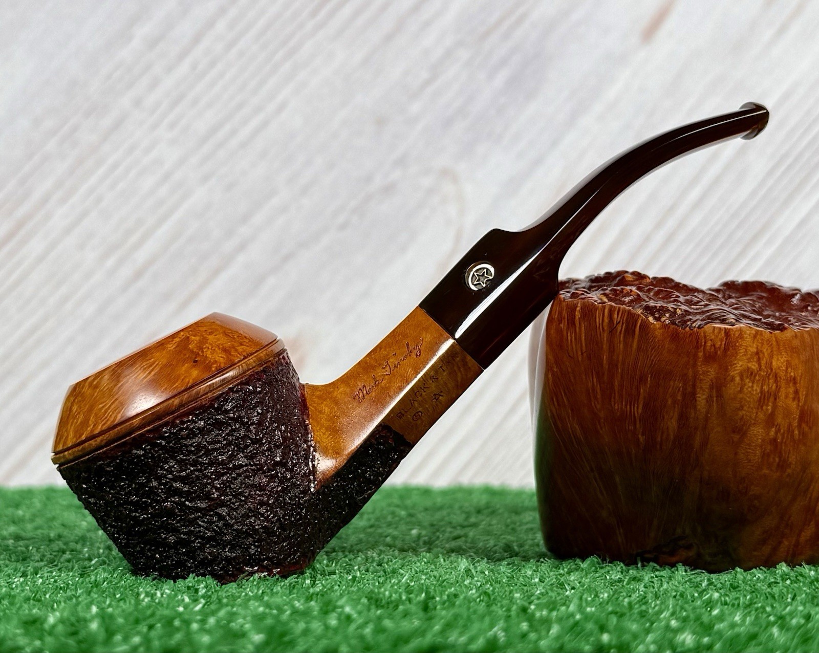 MARK TINSKY 2024 BLACK & TAN BENT BULLDOG ESTATE PIPE.  BARELY SMOKED MUST SEE