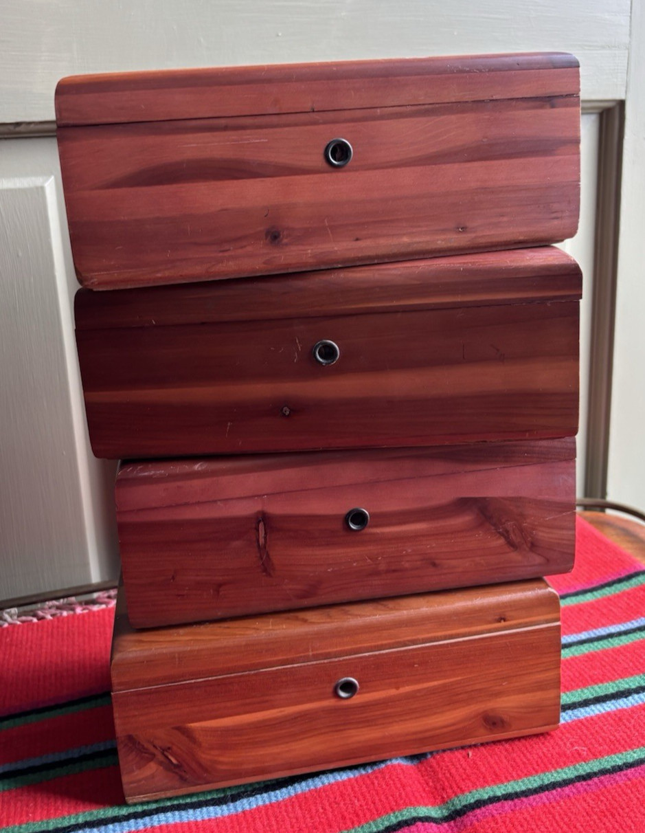 Group of 4 Miniature Lane Cedar Chests 9 x 5 x 3 1/2\