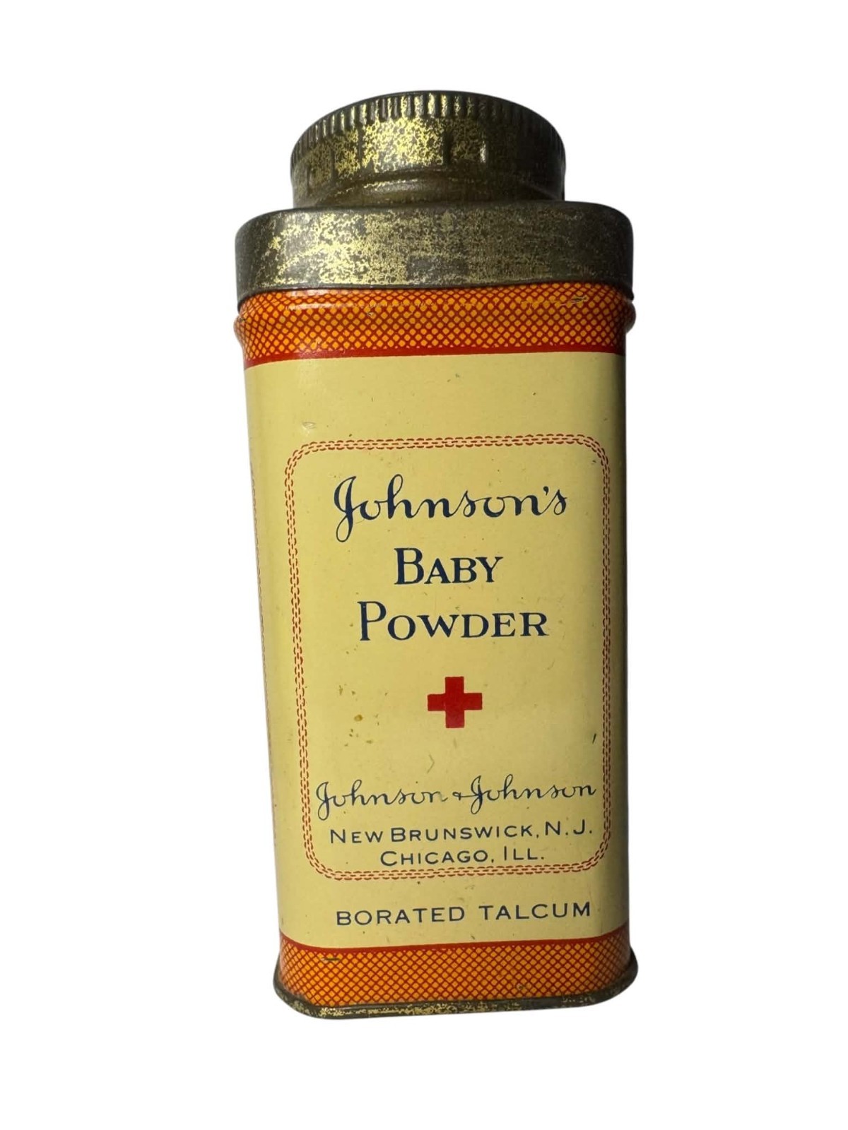Vintage 1930s 1940s Johnson's Baby Powder Tin Borated Talcum Shaker Metal Can