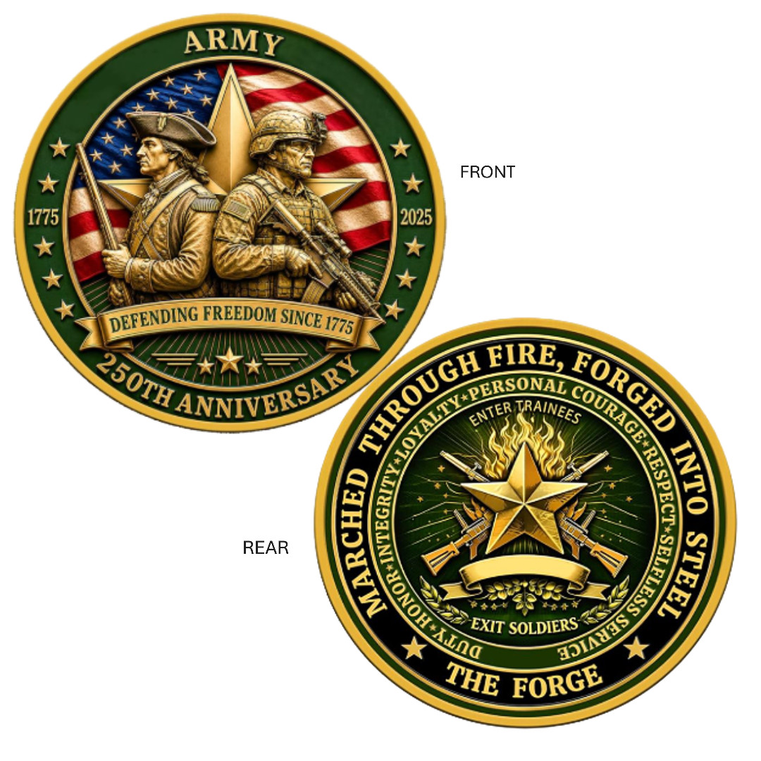 US Army Collectible Embossed 250th ANNIVERSARY 1775-2025 Commemorative Coin