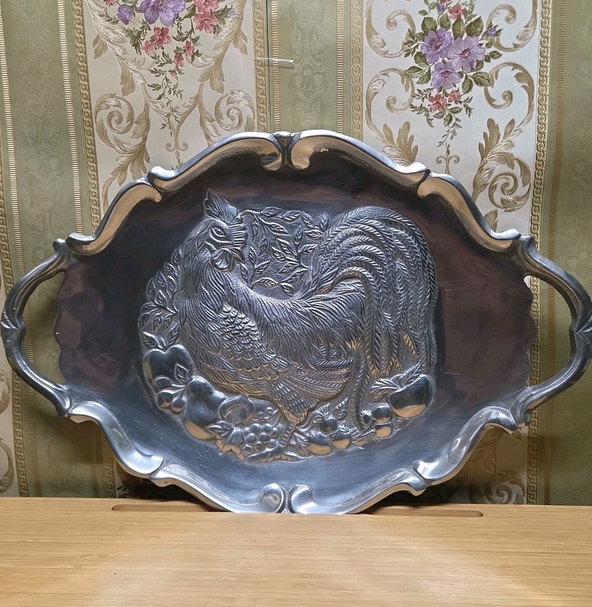 Vtg Rooster Holiday Serving Thanksgiving Tray 22\