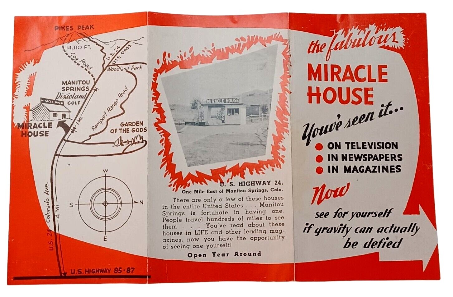 Vintage Tourist Brochure 1950s MIRACLE HOUSE Manitou Springs Colorado