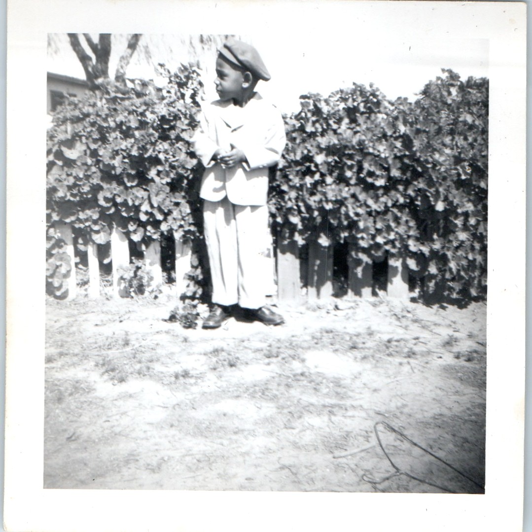 c1940s Cute African American Boy Suit Beret Hat Snapshot Photo Black Americana