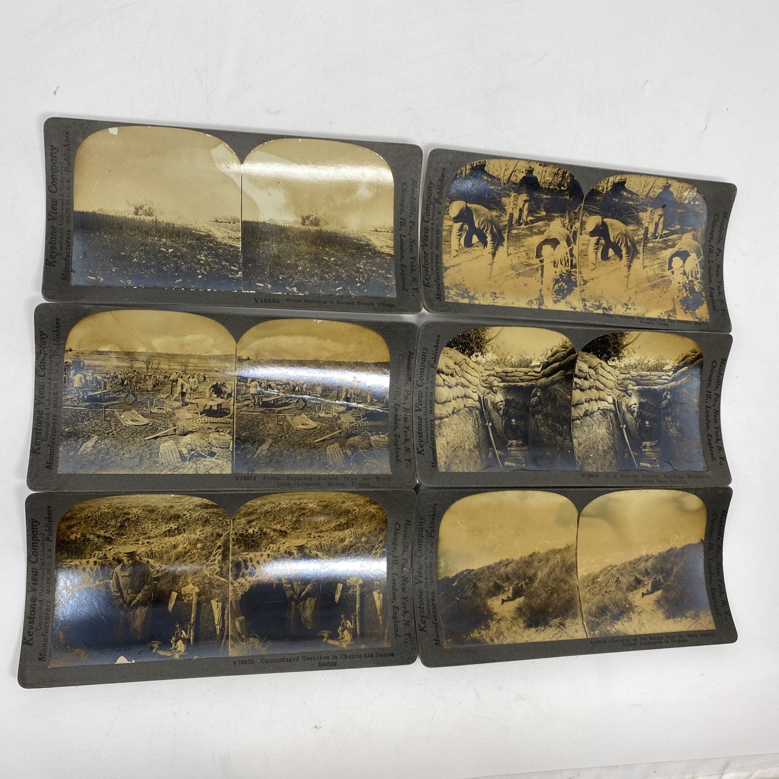 6 Cards Keystone View Company WW1 Stereoview Trenches Soldiers No Man’s Land