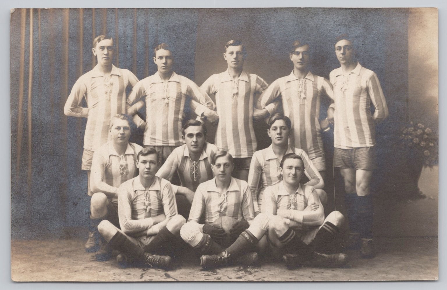 Vintage RPPC Soccer Football Team Studio Portrait Early 1900s Athletic History
