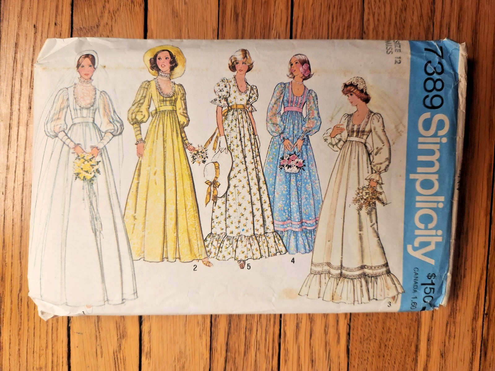 Vintage 1976 Simplicity Sewing Pattern #7389 - Bridal & Bridesmaid Dress Size 12