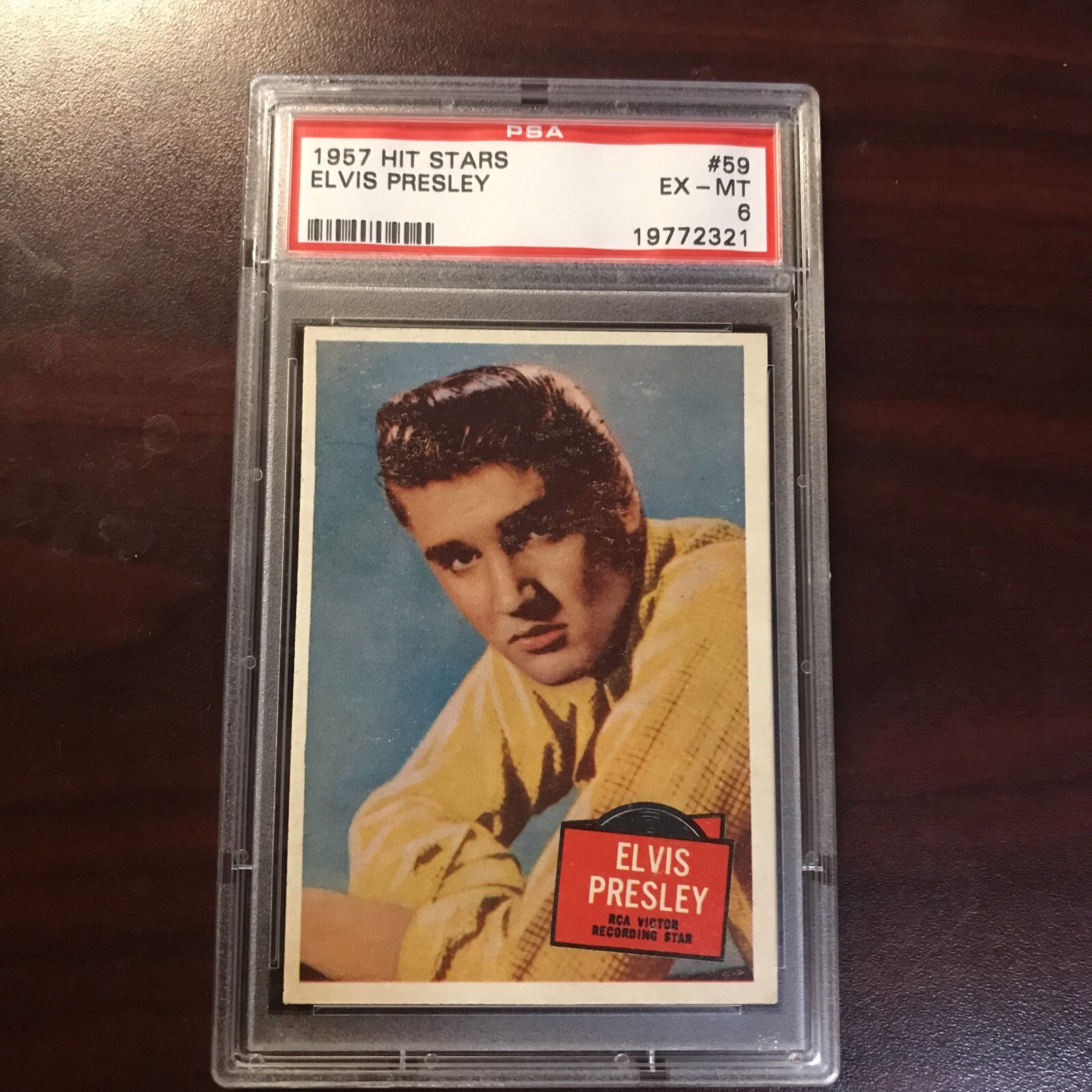 1957 TOPPS HIT STARS #59 ELVIS PRESLEY REGISTRY BREAK GRADED PSA 6 EXMT VINTAGE