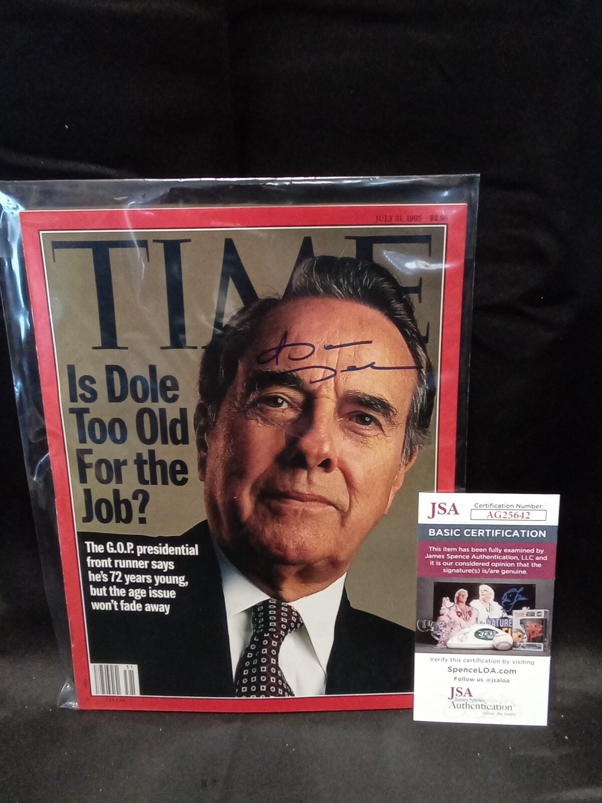 July 31, 1995 TIME Magazine- Senator Bob Dole Signed Autograph JSA COA -1 #