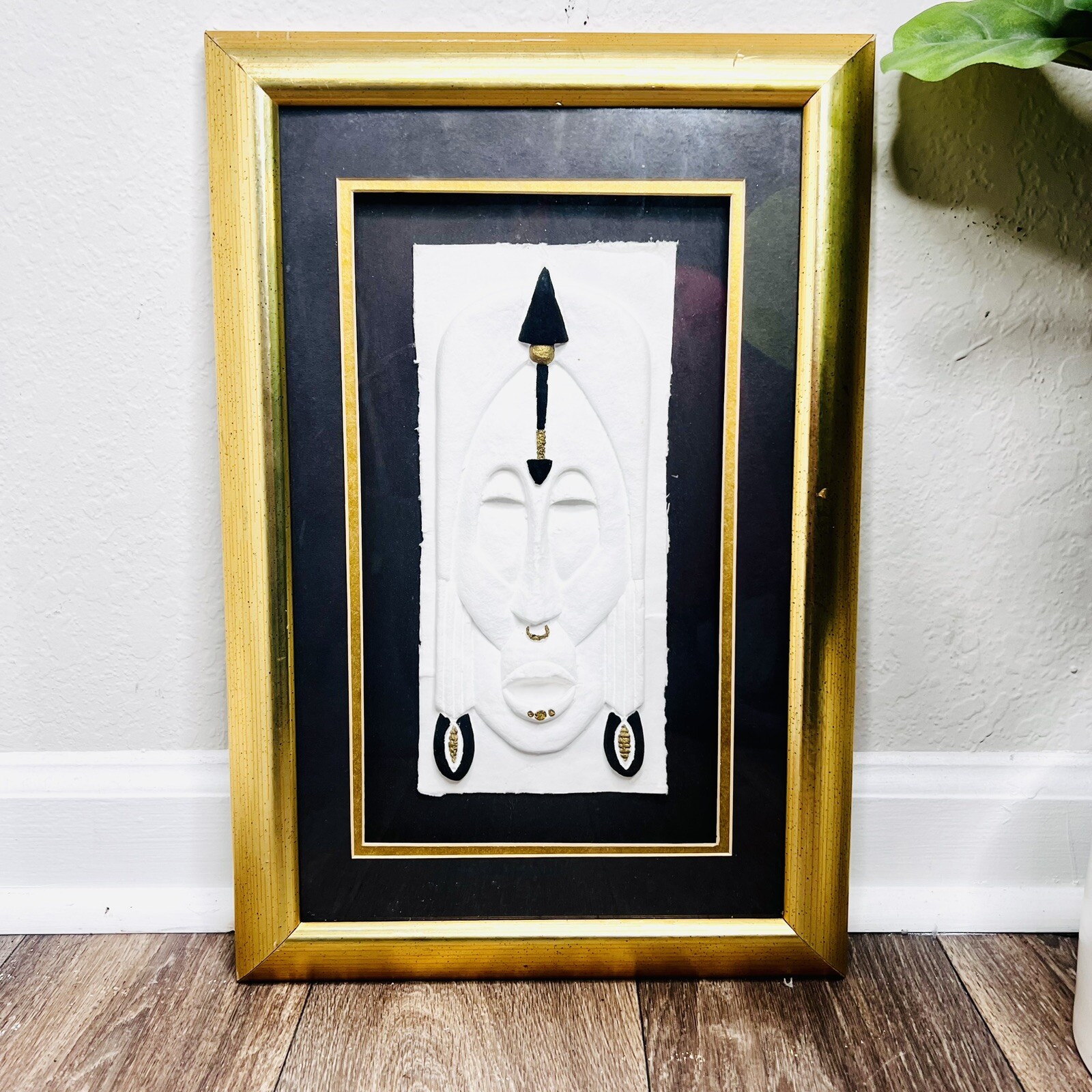 Mexican Indigenous Gold Trim 3-D Tribal Mexican Man Picture Home Decor