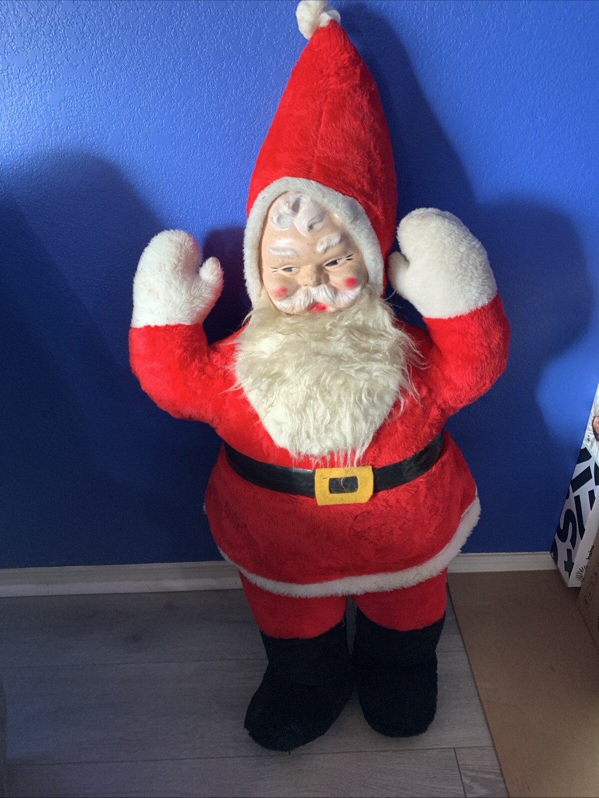 Vtg 4 Foot Stuffed Plush Santa Rubber Face Doll Big Stuf Co.