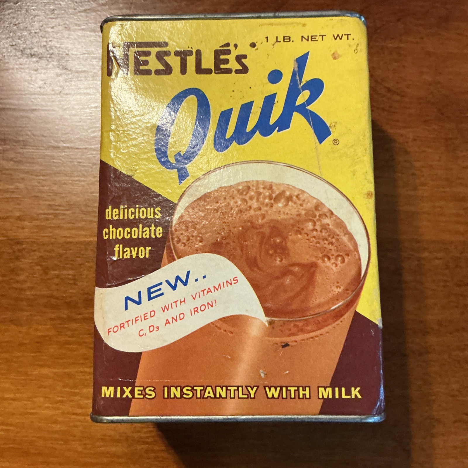 Vintage Nestle's Quik Chocolate Powder 8 oz. Tin With Lid