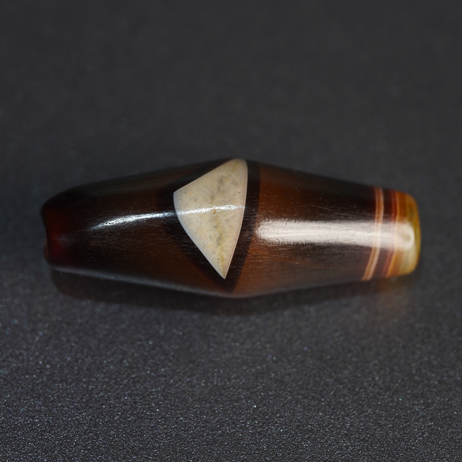 Natural Carnelian Agate Bead, Banded Striped Barrel Bead for Handmade 7.3g