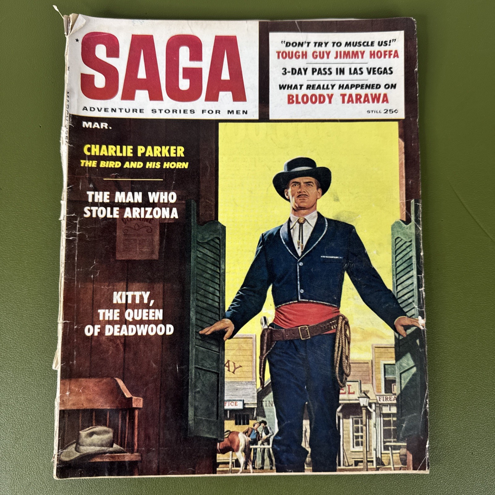 Saga March 1959 Mens Magazine Jimmy Hoffa - Charlie Parker - Deadwood Queen Good
