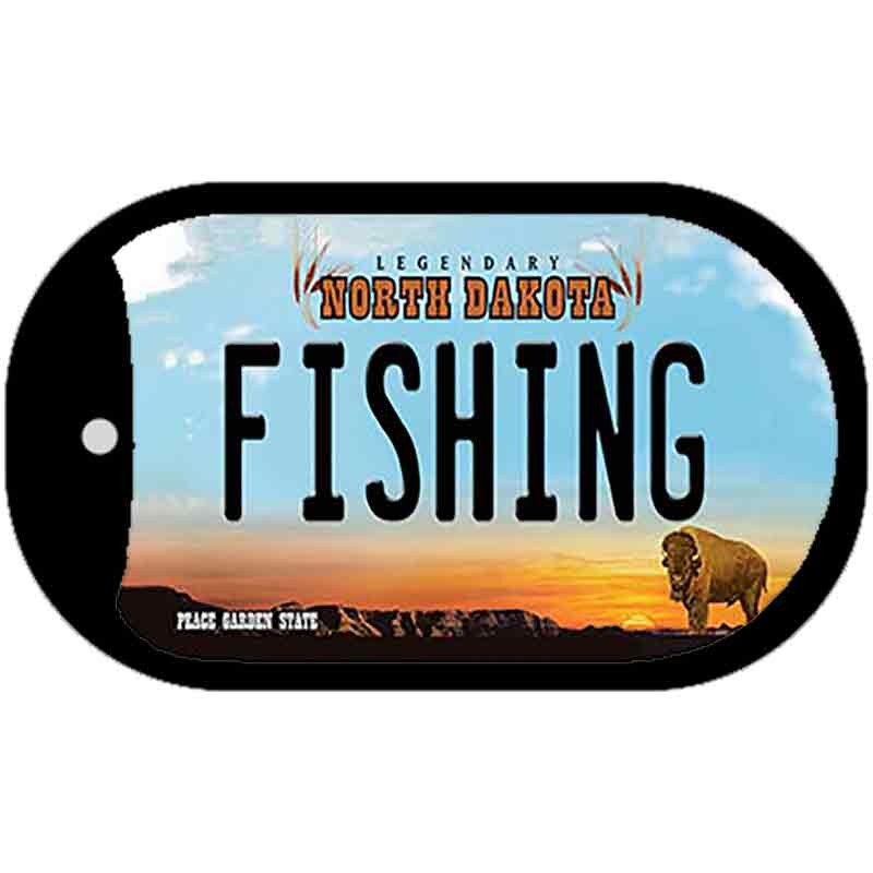 Fishing North Dakota Novelty Metal Dog Tag Necklace 2\ Fishing North Dakota Novelty Metal Dog Tag Necklace 2\