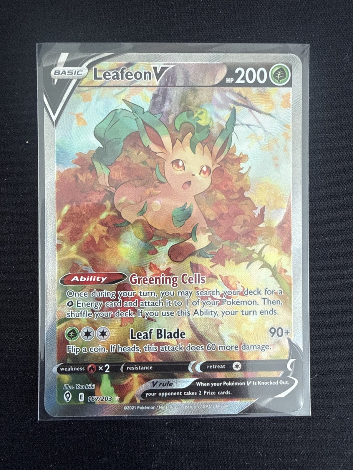 Pokemon Leafeon V (Alternate Full Art) 167/203 SWSH07: Evolving Skies Pokemon Leafeon V (Alternate Full Art) 167/203 SWSH07: Evolving Skies